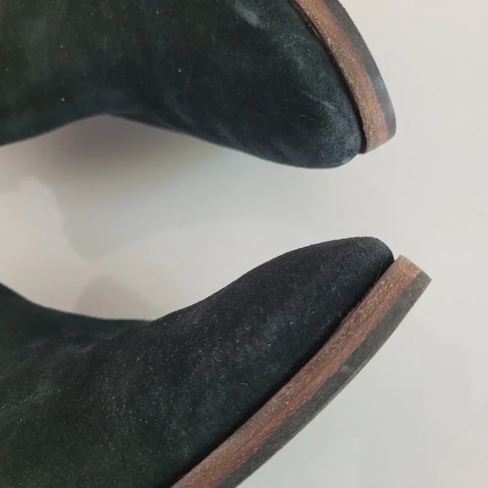 Aquatalia Black Suede Fiona Chelsea Boots Chunky Heel 8.5